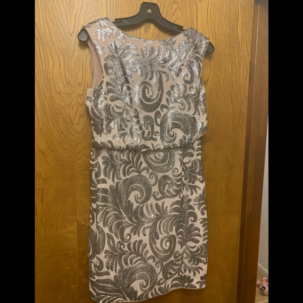 Adrianne Papell sequin cream party mini dress